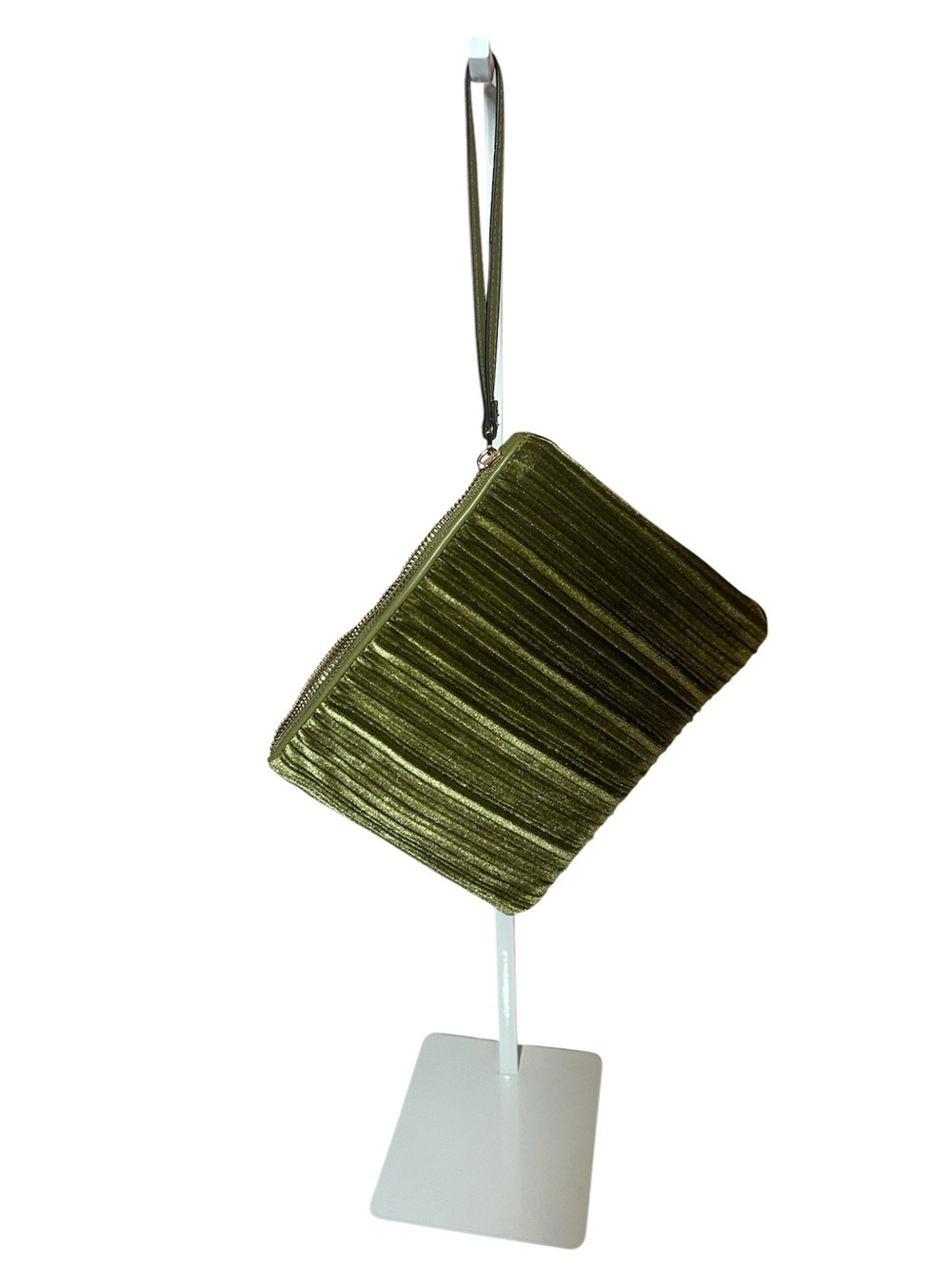 Green Pleated Wristlet Clutch